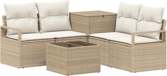vidaXL Juego De Sof&aacute; 6 Uds. Beige Y Blanco Crema Vidaxl
