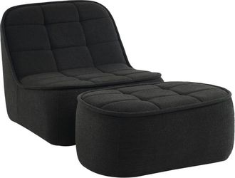 Sweeek Sill&oacute;n borreguito de 1 plaza + reposapi&eacute;s, negro