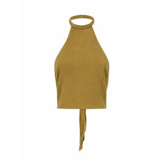 Pinko Vertigini Top - Dames - Tops zonder mouwen - Groen - XS - Leer - Tops