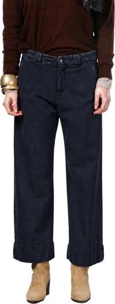 Mason's New York Studio Crop - Dames - Wijde Broeken - Blauw - 2XS - Katoen - Broeken