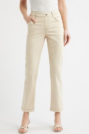 Hue Crosshatch Denim Straight Leg Leggings in Ecru at Nordstrom, Size X-Large