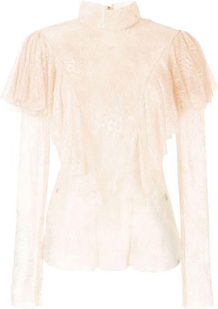 Philosophy di Lorenzo Serafini ruffle-detail lace blouse - women - Cupro/Polyamide - 40 - Pink