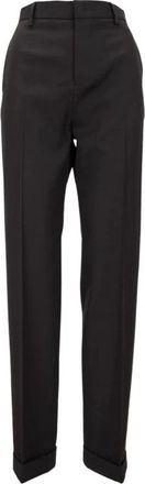 Dsquared2 Pantaloni Bottone Gancio - Dames - Straight fit broeken - Zwart - S - Wol - Broeken