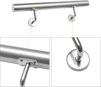 Vingo SWANEW Corrimano in acciaio inox V2A per scale - Supporto a parete, scelta 200 cm