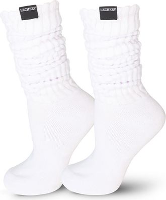 Lechery Gender Inclusive Scrunch Crew Socks in White at Nordstrom