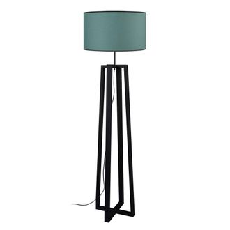 Tosel Lamp&aacute;ra de pie madera Alt.155cm negro ;Pantalla: verde