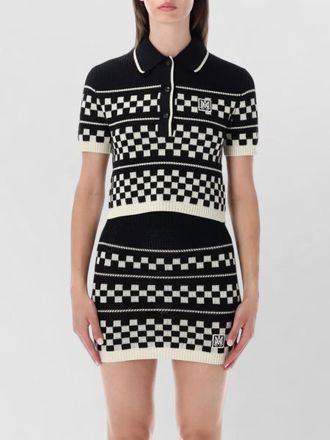 Amiri knit polo cropped checkered mesh dress