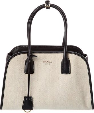 Prada Medium Canvas & Leather Tote