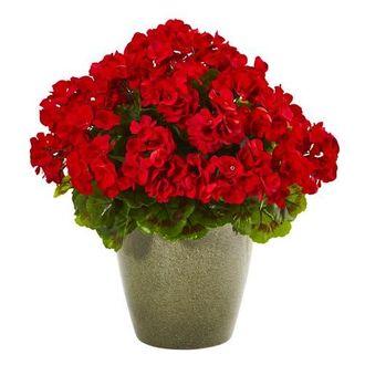 Nearly Natural 17-in Geranium Artificial Plant UV Resistant in Red at Nordstrom