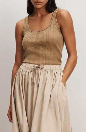 Veronica Beard Burke Merino Wool Rib Sweater Tank in Dark Khaki at Nordstrom, Size X-Large