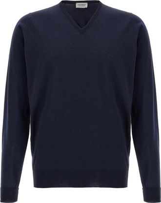John Smedley Hombre, Jerseys, Azul, Talla: S