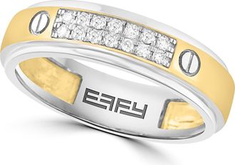 Effy Two-Tone Pav&eacute; Diamond Band Ring in Silver at Nordstrom Rack, Size 10