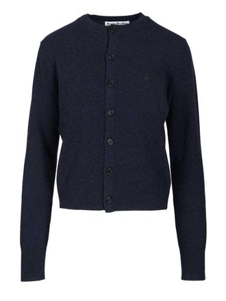 Acne Studios Crew Neck Wool Cardigan Knitwear Nero-Donna