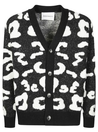 Amaranto Buttoned Cardigan With Letter Pattern Design