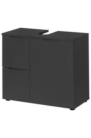 Xora Waschbeckenunterschrank, Schwarz, Metall, 1 Fächer, 2 Schubladen, einzeln stellbar, 70x60x35 cm, FSC, stehend, Badezimmer, Badmöbel