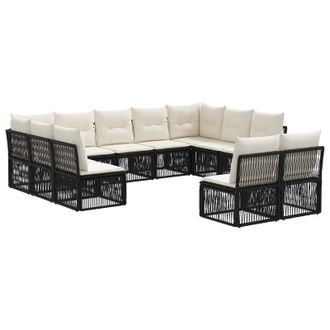 vidaXL Conjunto De Sof&aacute;s De Jard&iacute;n 11 Pcs Negro Rat&aacute;n Sint&eacute;tico Vidaxl