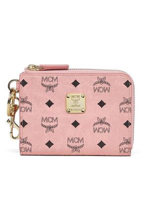 MCM Aren Card Pouch in Visetos in Soft Pink at Nordstrom
