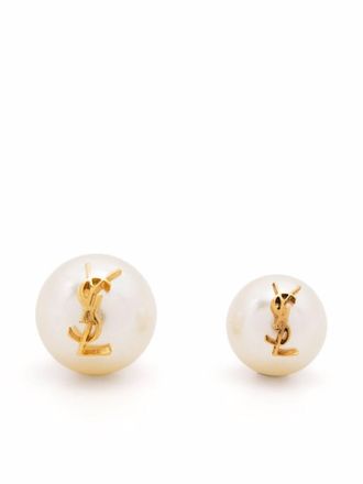 Saint Laurent White Pearl Logo Earings
