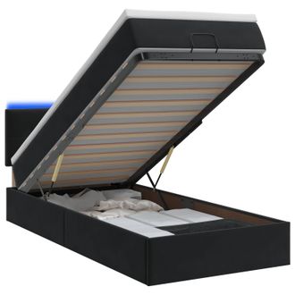 vidaXL Letto Ottomano Con Materasso E Led Nero 80 X 200 Cm Velluto Vidaxl