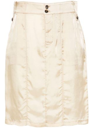 Saint Laurent Satijnen kokerrok - Beige