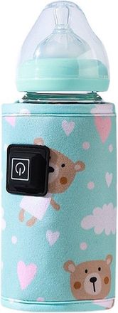 OEM Funda Aislante Para Biber&oacute;n, Funci&oacute;n De Carga Usb, Calentador De Pecho Port&aacute;til, Modo De Tres Posiciones, Osito De Peluche Verde