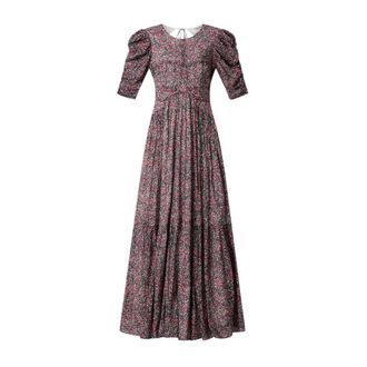 Isabel Marant Maxi Dresses, female, Gray, Size: S Puff-sleeve Tiered Maxi Dress