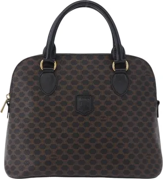 Celine Macadam Toile Triomphe Black Canvas Handbag (Pre-Owned)