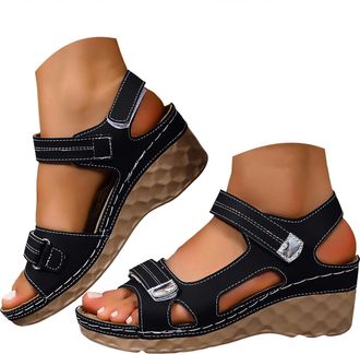 Generic Strappy Sandals for Women Dressy Summer 2026 Womens Open Toe Platform Orthopedic Sandal with Arch Support Casual Low Wedges Comfortable Walking Beach 