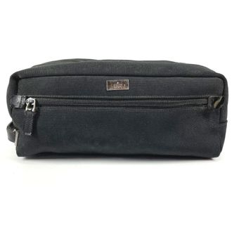 Gucci Black Canvas Leather Clutch Bag Pouch (Pre-Owned)