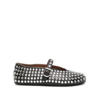 Alaia Crystal-embelished Leather Ballerina Shoes