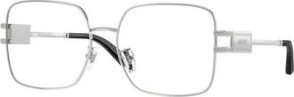 Versace Eyeglasses Square Full Rim, Silver Frame And Clear Demo Lenses Lens Ve1303D1000