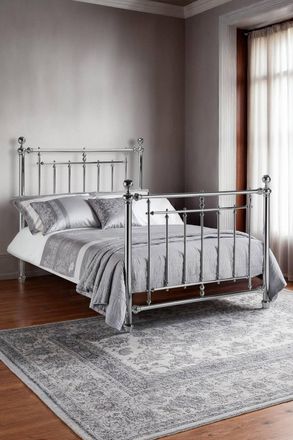 Julian Bowen Empress Metal bed in Silver | Size: King