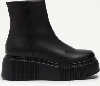 Russell & Bromley TOUGH LINE Womens Black Leather Platform Ankle Boot