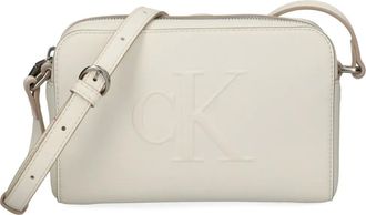 Calvin Klein Borsa a tracolla con logo goffrato - Bianco