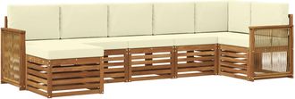 vidaXL Conjunto De Sof&aacute;s De Exterior 6 Uds. Natural Y Crema Vidaxl