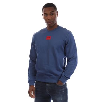 HUGO BOSS Hugo Heren Ribkraag Regular Sweatshirt (Medium Blauw)