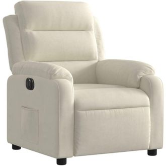 vidaXL Vidaxl - Sill&oacute;n Reclinable El&eacute;ctrico De Terciopelo Blanco Crema