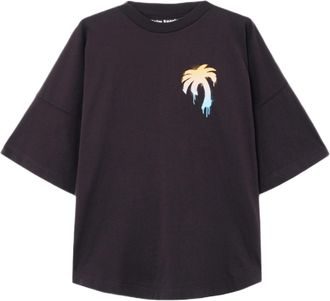 Palm Angels Oversized Black T-Shirt With Graphic Palm Tree Design