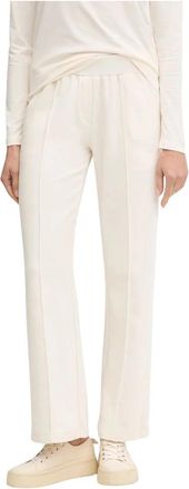 Emporio Armani Track Pants met opgestikte naad - Dames - Straight fit broeken - Beige - XL - Katoen - Broeken
