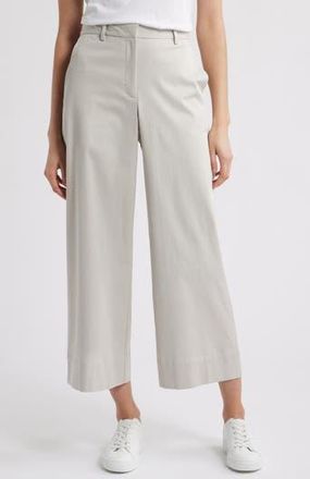 Eileen Fisher High Waist Stretch Organic Cotton Ankle Wide Leg Pants in Chalk at Nordstrom Rack, Size Medium