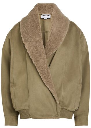 Stella McCartney Stella Mccartney Plush-trim Wrap Faux Suede Jacket - Brown - 38 (UK6 / XS)