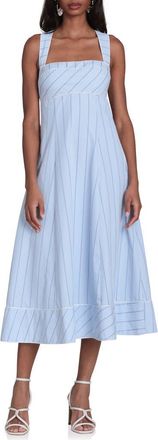 Avec Les Filles Stripe Sleeveless Midi Dress in Blue Stripe at Nordstrom, Size 10