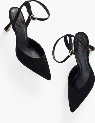 Talbots Evelyn Flare Heel Pumps - Black - 10M Talbots