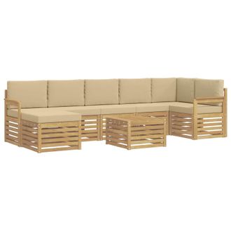 vidaXL Conjunto De Sof&aacute;s De Exterior 7 Pcs Blanco Y Beige Vidaxl