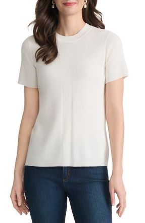 Jones New York Short Sleeve Rib Sweater in White Sand at Nordstrom, Size X-Small P