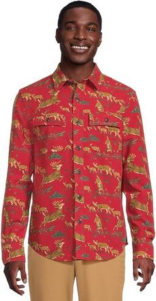 L.L.Bean Signature 1933 Chamois Cloth Shirt Long-sleeve Pattern Regular Mens Clothing Peak Red Deer Scenic : 3XL, Cotton
