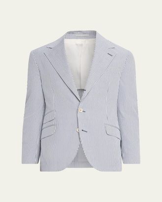 Brunello Cucinelli Mens Cotton-Blend Single-Breasted Jacket