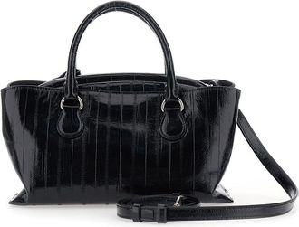 Osoi Womens Shoulder Bag Shell Brot Mini Black Leather Cow