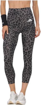 adidas Fitness, Dames, Bruin, S, Polyester, Opt Ess AOP 7/8 Leggings