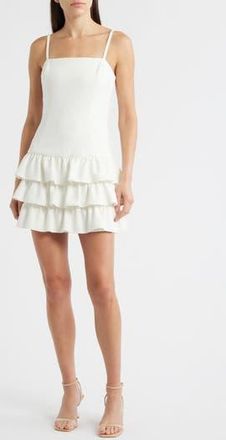 French Connection Whisper Tiered Ruffle Minidress in Winter White at Nordstrom Rack, Size 0